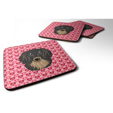Caroline'S Treasures Longhair Black & Tan Dachshund Hearts Foam Coaster Set Of 4, 3.5, Multicolor