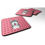 Caroline'S Treasures Alaskan Malamute Hearts Foam Coaster Set Of 4, 3.5, Multicolor
