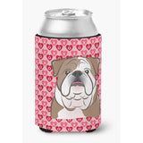 Caroline'S Treasures English Bulldog Hearts Can Or Bottle Hugger, Multicolor