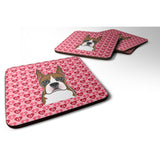 Caroline'S Treasures Boxer Hearts Foam Coaster Set Of 4, 3.5, Multicolor