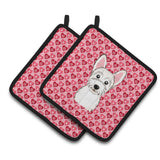 Caroline'S Treasures Westie Hearts Pair Of Pot Holders, 7.5Hx7.5W, Multicolor