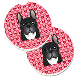 Caroline'S Treasures Bb5297Carc French Bulldog Hearts Cup Holder Car Coasters (Set Of 2), 2.56, Multicolor