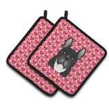 Caroline'S Treasures Bb5297Pthd French Bulldog Hearts Pair Of Pot Holders, 7.5H X 7.5W, Multicolor