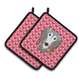 Caroline'S Treasures Saluki Hearts Pair Of Pot Holders, 7.5Hx7.5W, Multicolor