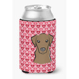 Caroline'S Treasures Chocolate Labrador Hearts Can Or Bottle Hugger, Multicolor