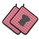 Caroline'S Treasures Black Labrador Hearts Pair Of Pot Holders, 7.5Hx7.5W, Multicolor