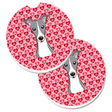 Caroline'S Treasures Italian Greyhound Hearts Set Of 2 Cup Holder Car Coasters, 2.56, Multicolor