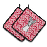 Caroline'S Treasures Italian Greyhound Hearts Pair Of Pot Holders, 7.5Hx7.5W, Multicolor