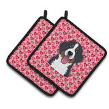 Caroline'S Treasures Bernese Mountain Dog Hearts Pair Of Pot Holders, 7.5Hx7.5W, Multicolor