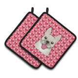 Caroline'S Treasures Bb5308Pthd French Bulldog Hearts Pair Of Pot Holders, 7.5H X 7.5W, Multicolor