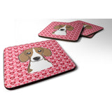 Caroline'S Treasures Beagle Hearts Foam Coaster Set Of 4, 3.5, Multicolor