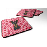 Caroline'S Treasures Min Pin Hearts Foam Coaster Set Of 4, 3.5, Multicolor