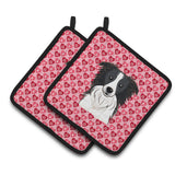 Caroline'S Treasures Border Collie Hearts Pair Of Pot Holders, 7.5Hx7.5W, Multicolor