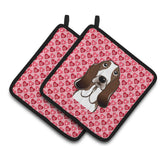 Caroline'S Treasures Basset Hound Hearts Pair Of Pot Holders, 7.5Hx7.5W, Multicolor