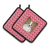 Caroline'S Treasures Papillon Hearts Pair Of Pot Holders, 7.5Hx7.5W, Multicolor