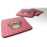 Caroline'S Treasures Chocolate Brown Shih Tzu Hearts Foam Coaster Set Of 4, 3.5, Multicolor