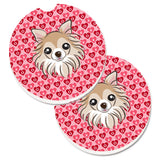Caroline'S Treasures Chihuahua Hearts Set Of 2 Cup Holder Car Coasters, 2.56, Multicolor