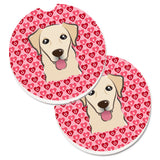 Caroline'S Treasures Bb5322Carc Golden Retriever Hearts Cup Holder Car Coasters (Set Of 2), 2.56, Multicolor