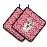 Caroline'S Treasures Sable Corgi Hearts Pair Of Pot Holders, 7.5Hx7.5W, Multicolor
