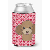 Caroline'S Treasures Chocolate Brown Poodle Hearts Can Or Bottle Hugger, Multicolor