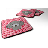 Caroline'S Treasures Silver Gray Poodle Hearts Foam Coaster Set Of 4, 3.5, Multicolor