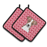 Caroline'S Treasures Bb5330Pthd Jack Russell Terrier Hearts Pair Of Pot Holders, 7.5H X 7.5W, Multicolor