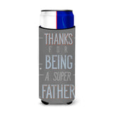 Caroline'S Treasures Thanks Super Father Michelob Ultra Hugger For Slim Cans, Multicolor