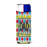 Caroline'S Treasures Best Dad Ever Argyle Michelob Ultra Hugger For Slim Cans, Multicolor