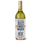 Caroline'S Treasures Bb5445Literk My Heart Beats Red White And Blue Wine Bottle Beverage Insulator Hugger, 750Ml, Multicolor