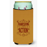 Caroline'S Treasures Thanksgiving Is Action Tall Boy Beverage Insulator Hugger, Multicolor