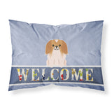 Caroline'S Treasures Pekingnese Red White Welcome Printed, Polyester, 250 Thread Count, Envelope Closure Pillowcase, Standard,