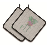 Caroline'S Treasures Alphabet E For Elephant Pair Of Pot Holders, 7.5Hx7.5W, Multicolor