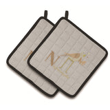 Caroline'S Treasures Alphabet N For Nightingale Pair Of Pot Holders, 7.5Hx7.5W, Multicolor