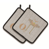 Caroline'S Treasures Alphabet O For Owl Pair Of Pot Holders, 7.5Hx7.5W, Multicolor
