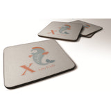 Caroline'S Treasures Alphabet X For Xray Fish Foam Coaster Set Of 4, 3.5, Multicolor