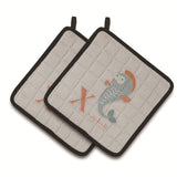 Caroline'S Treasures Alphabet X For Xray Fish Pair Of Pot Holders, 7.5Hx7.5W, Multicolor