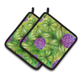 Caroline'S Treasures Shamrocks In Bloom Pair Of Pot Holders, 7.5Hx7.5W, Multicolor