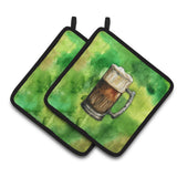 Caroline'S Treasures Irish Beer Mug Pair Of Pot Holders, 7.5Hx7.5W, Multicolor