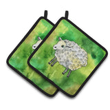 Caroline'S Treasures Irish Sheep Pair Of Pot Holders, 7.5Hx7.5W, Multicolor