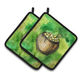 Caroline'S Treasures Irish Pot Of Gold Pair Of Pot Holders, 7.5Hx7.5W, Multicolor
