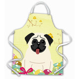 Caroline'S Treasures Easter Eggs Pug Cream Apron, Large, Multicolor