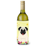Caroline'S Treasures Bb6004Literk Easter Eggs Pug Cream Wine Bottle Beverage Insulator Hugger, 750Ml, Multicolor