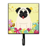 Caroline'S Treasures Easter Eggs Pug Cream Wall Hook, Small, Multicolor