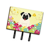 Caroline'S Treasures Easter Eggs Pug Cream Leash Or Key Holder Hooks, Multicolor