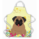 Caroline'S Treasures Easter Eggs Pug Brown Apron, Large, Multicolor