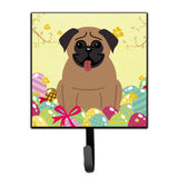 Caroline'S Treasures Easter Eggs Pug Brown Wall Hook, Small, Multicolor