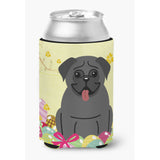Caroline'S Treasures Easter Eggs Pug Black Can Or Bottle Hugger, Can Hugger, Multicolor