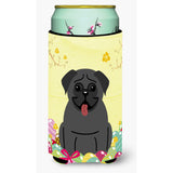 Caroline'S Treasures Easter Eggs Pug Black Tall Boy Beverage Insulator Hugger, Multicolor