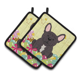 Caroline'S Treasures Easter French Bulldog Brindle Pair Of Pot Holders, 7.5Hx7.5W, Multicolor