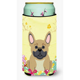 Caroline'S Treasures Easter Eggs French Bulldog Cream Tall Boy Beverage Insulator Hugger, Multicolor